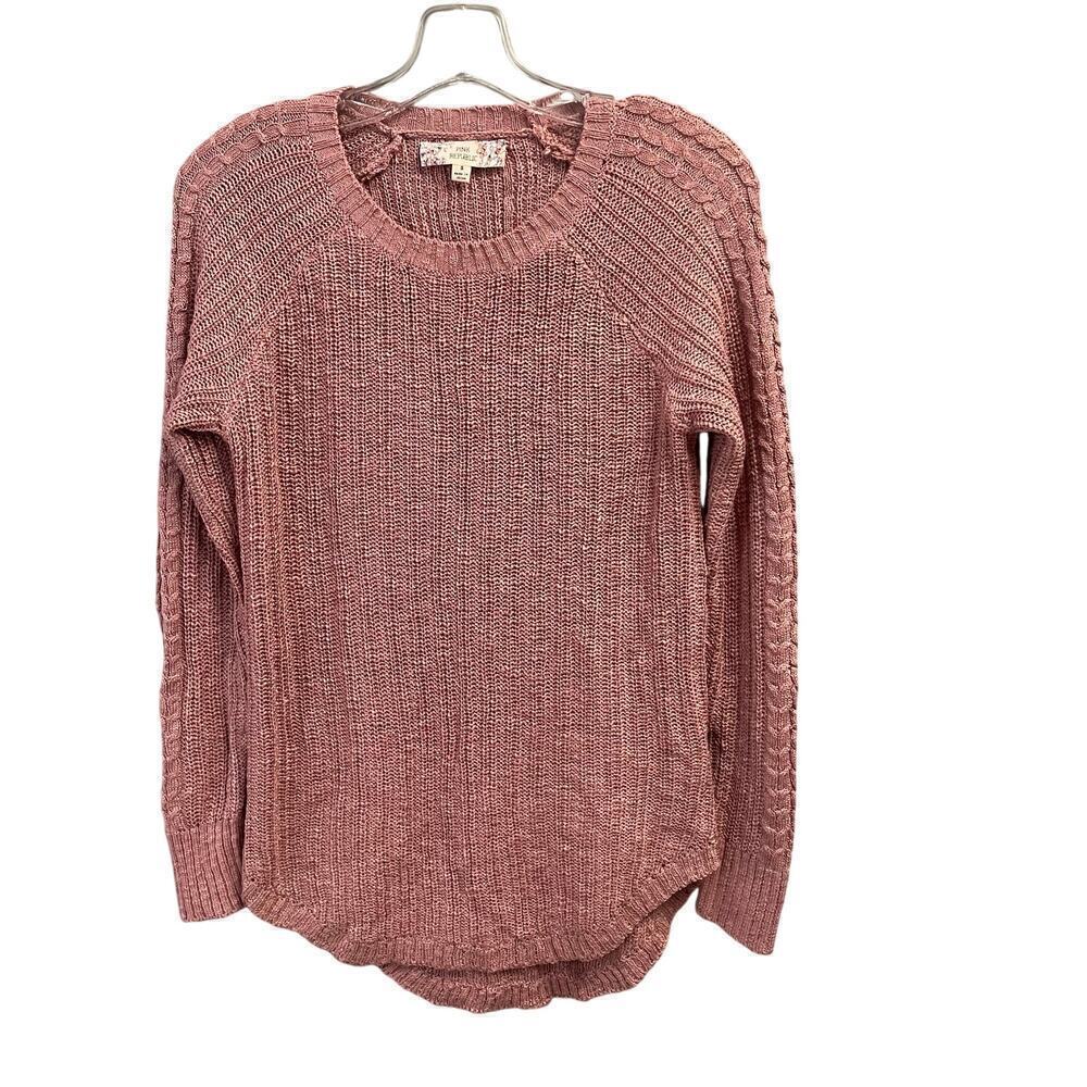 Pink Republic Loose Knit Sweater size Small Tunic Length Scoop Neck